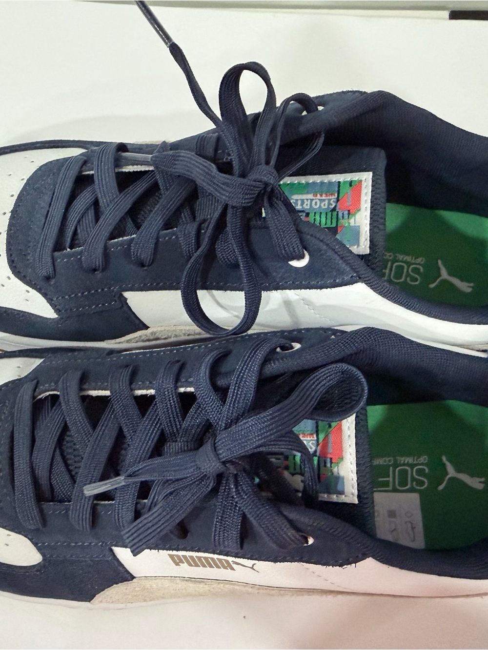 Puma Navy, White & Beige Low-Top Sneakers - Picture 6 of 8